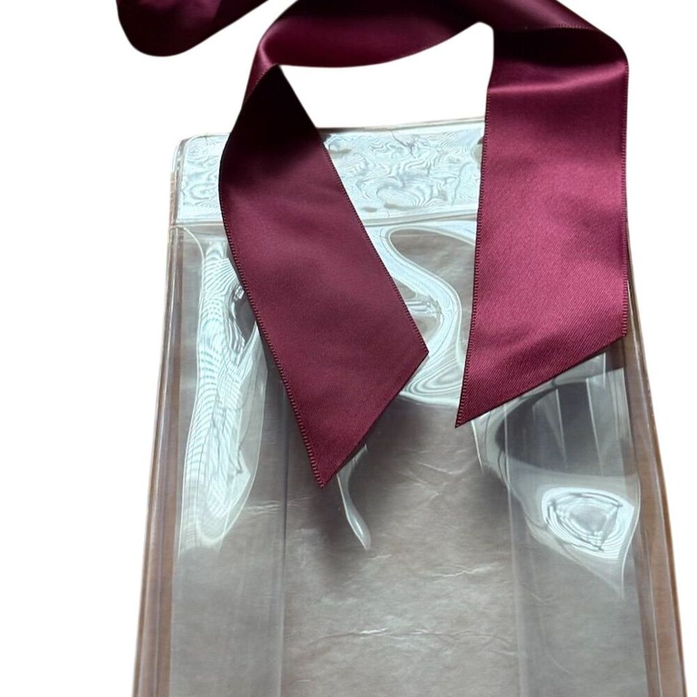 Longaberger Women's Burgundy Sheer Tote with Satin Bow & Handle